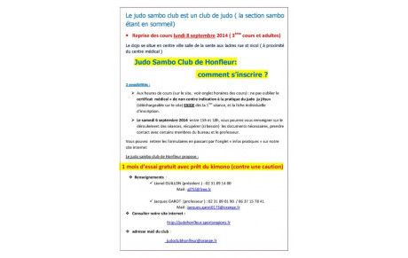 Prendre contact avec le judo sambo club de Honfleur